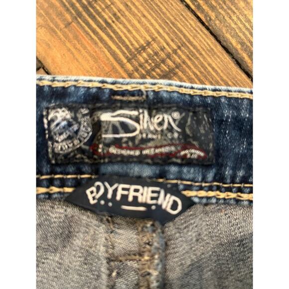 Silver jeans Boyfriend Women 30x29 Grunge Western Distressed Y2K Thick Stitch - Picture 2 of 16